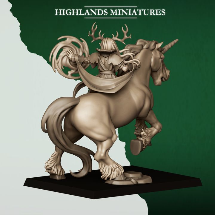 mounted feral elf lord on feral stag, feral elves | highlands miniatures (copy)