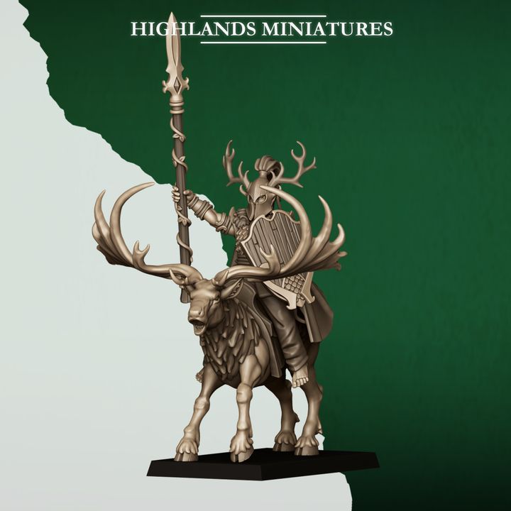 Mounted Feral Elf Lord on Feral Stag, feral elves | highlands miniatures (copy)