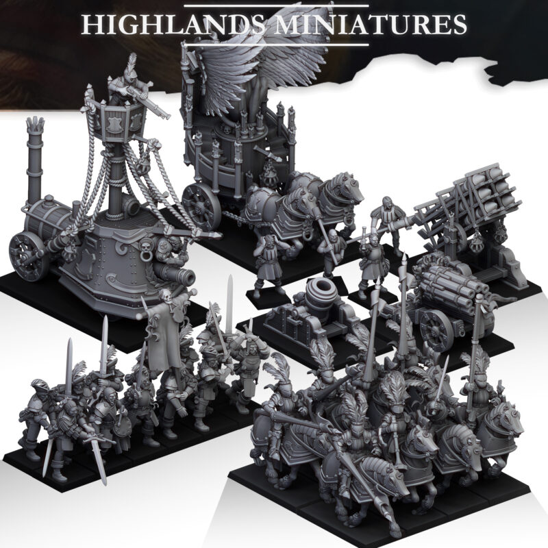 Highlands Miniatures Sunland Army Reinforcements with Landship and artillery