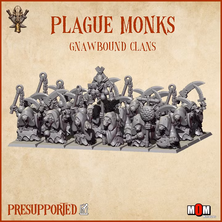 Plague Monks Unit with Command Group – Gnawbound Clans | MOM Miniatures