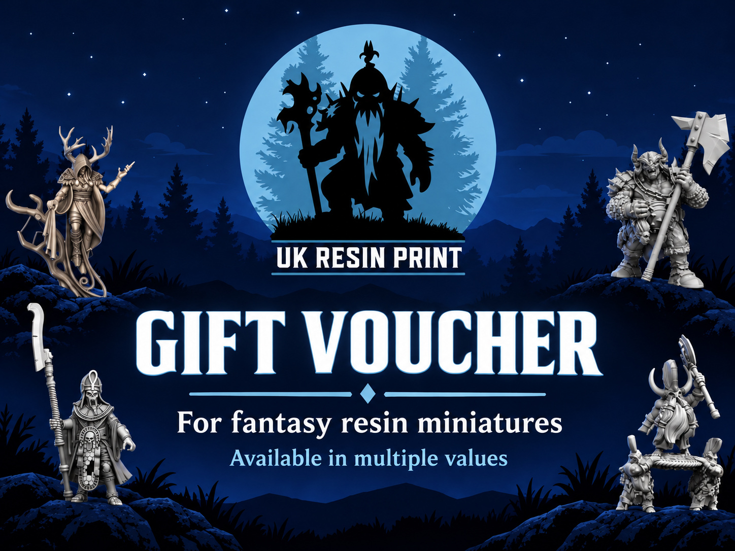 UKResinPrint digital gift voucher for fantasy resin miniatures